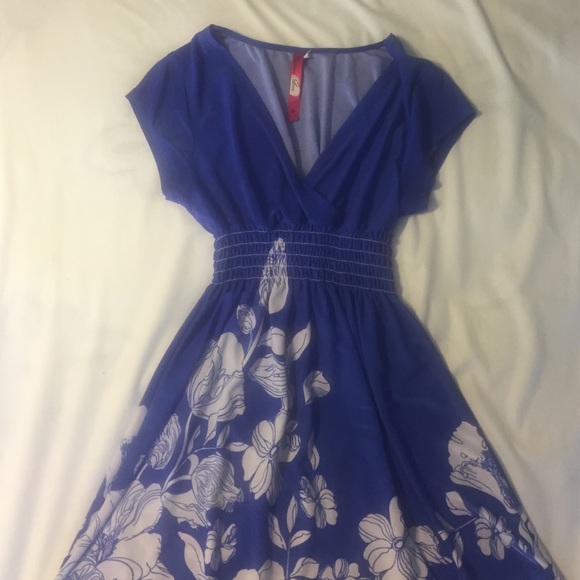 Blue and white dress