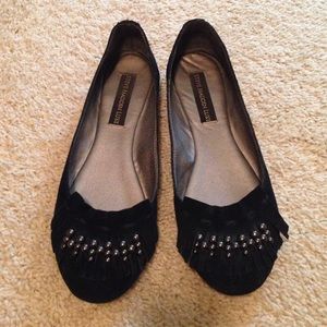 Steve Madden Luxe black suede ballet flats fringe