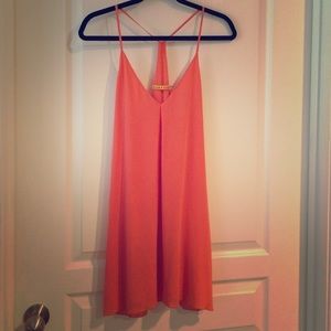 Orange Alice+Olivia racer back silk dress