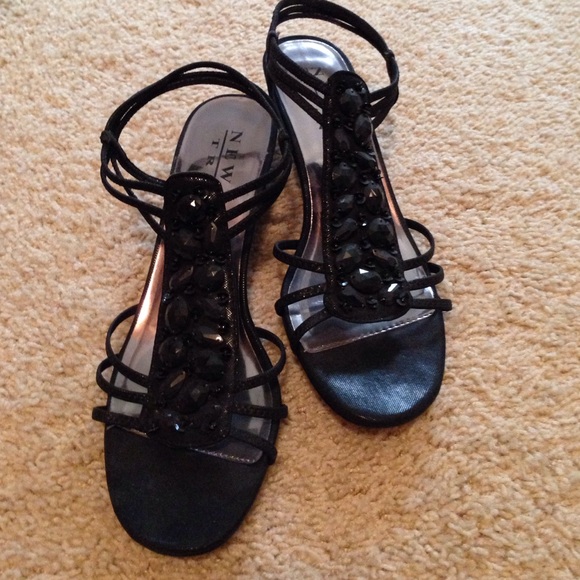 New York Transit black wedge sandals