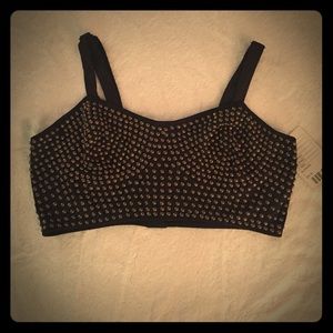 Out from Under black crop top with gold studs