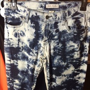 Blue stone washed tie dye Skinny jeans Womens