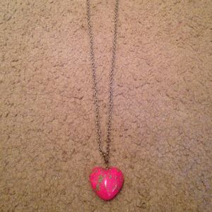 Pink and green heart necklace