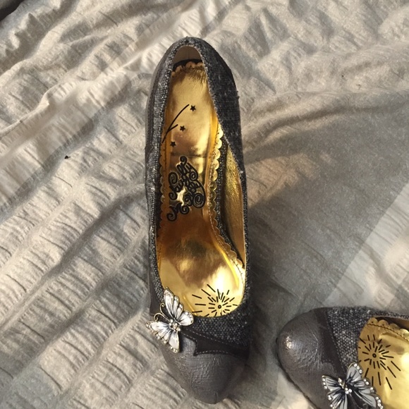Naughty monkey grey and tweed butterfly pumps - Picture 2 of 4