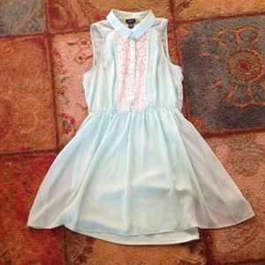 Lace front button down dress