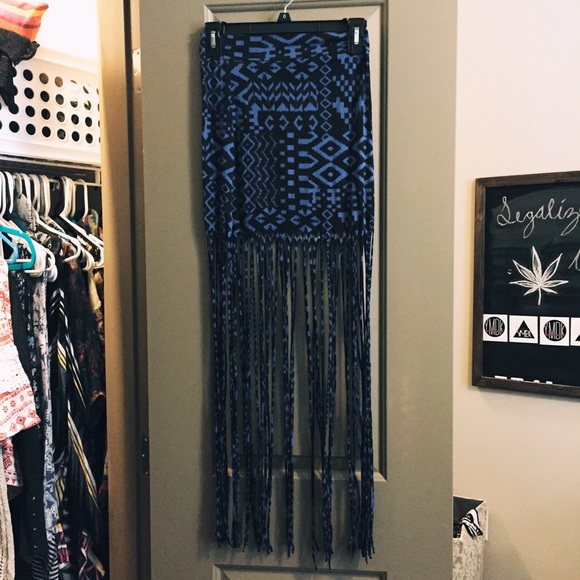 Tribal, fringe skirt