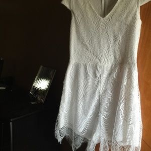White vneck lace romper