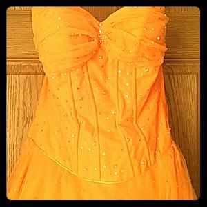 Neon orange prom dress