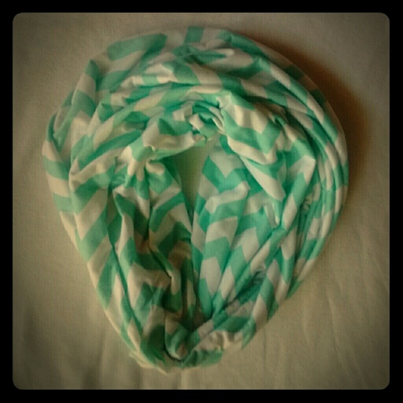 Teal and White Infinity Scarf