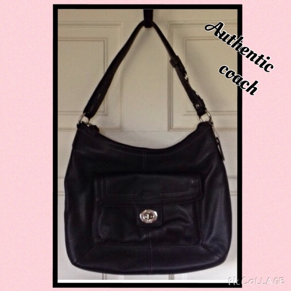Authentic Coach black leather shoulder bag