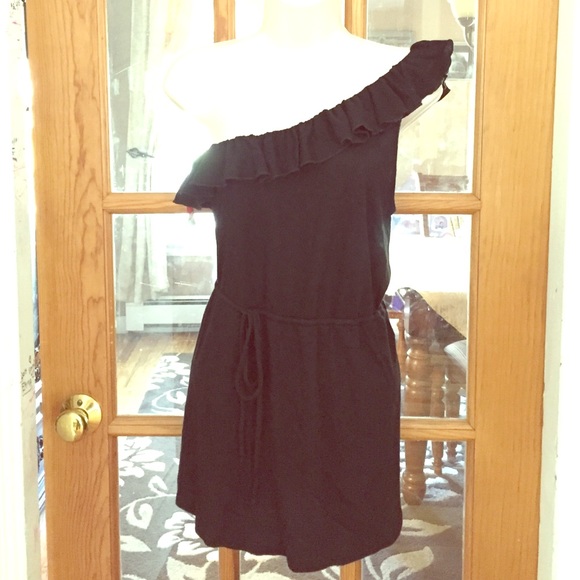 One arm shoulder strap black summer shirt