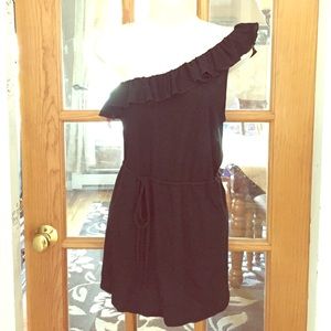 One arm shoulder strap black summer shirt