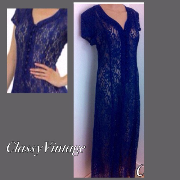 All That Jazz Dresses & Skirts - Blue lace maxi overlay  vintage