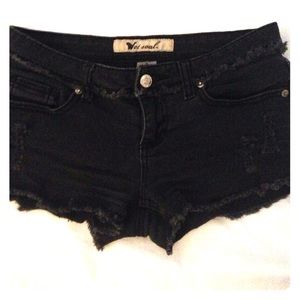 Black denim shorts