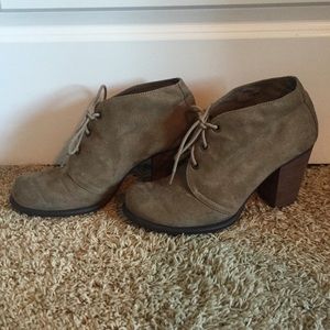 Tan Suede Heeled Booties