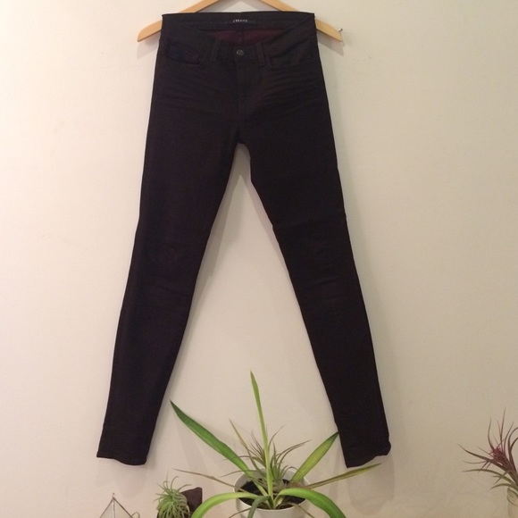 J brand "red noir" overdyed skinny jeans