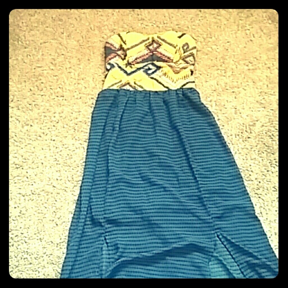 Royal blue and sunshine yellow Aztec dress