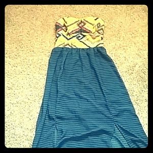Royal blue and sunshine yellow Aztec dress