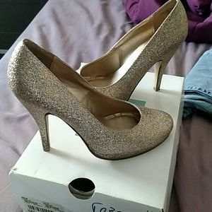 Gold sparkly heels
