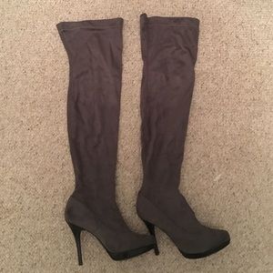 Gray suede over the knee Boots