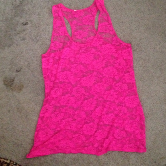 Mesh hot pink racerback tank top