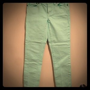 Mint green toothpick jeans