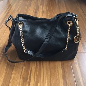 Michael Kors Jet Set black leather satchel