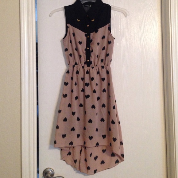 Heart print high-low dress
