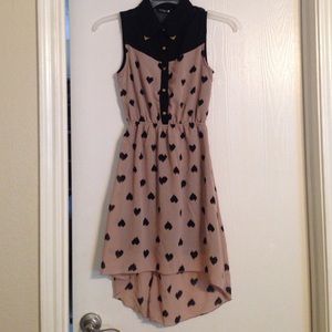 Heart print high-low dress