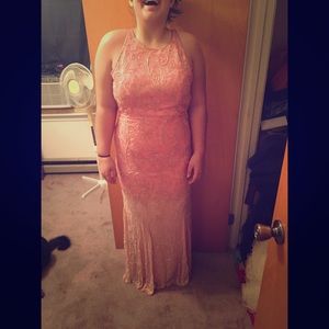 Pink ombré prom dress. Backless. Size large