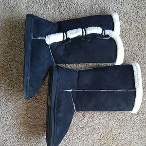 Black faux suede boots
