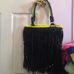 Black and lime green Steve Madden bag