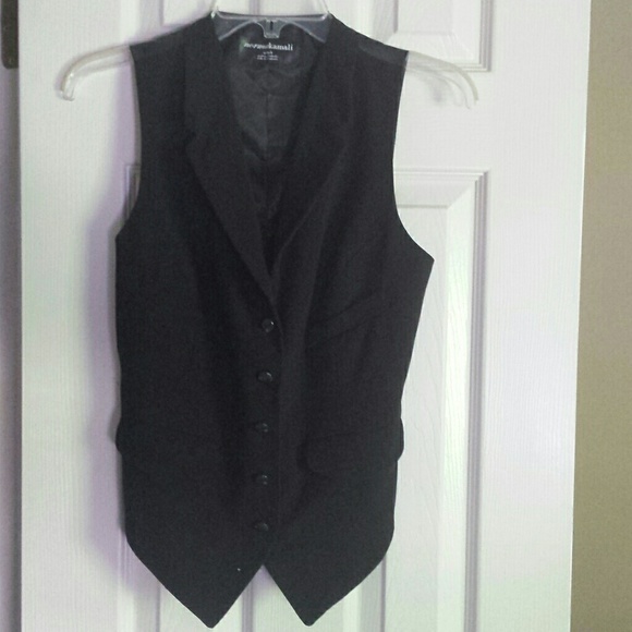 Black satin back button down vest
