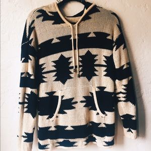 Forever 21 camel tribal hooded sweater