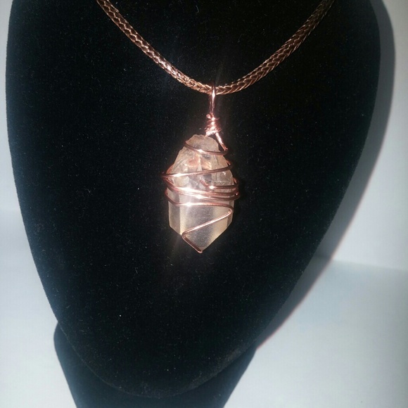 Peach aura quartz necklace