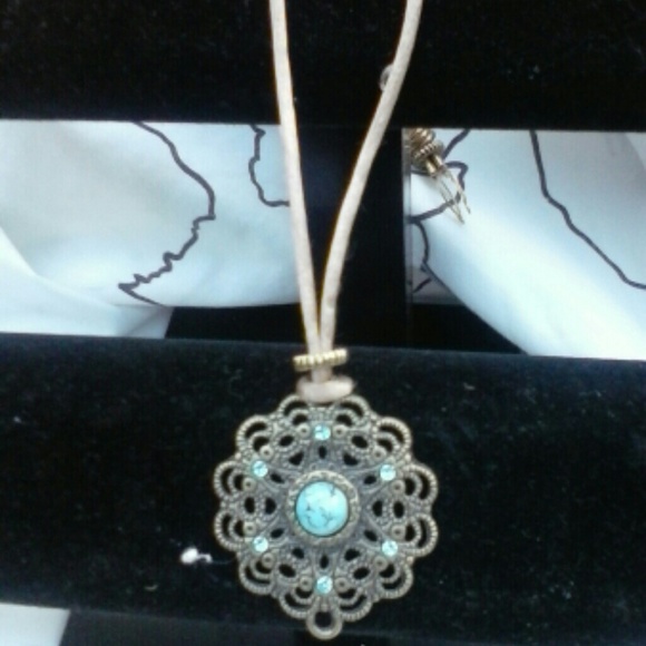 Beautiful turquoise and silver pendant necklace