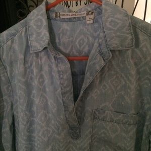 Chelsea and Violet Aztec printed chambray shirt