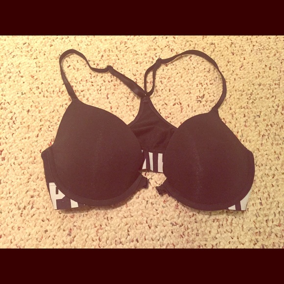 Victoria's Secret pink racer back bra black 34c