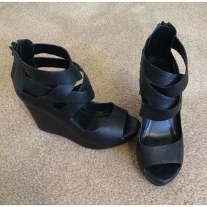 Target black strappy wedges