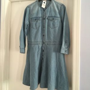 Gap 1969 Collarless Denim Flare Dress Size 10 NWT