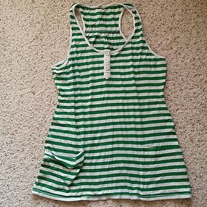 Green and white striped top