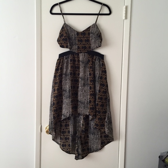 Aztec Print Cutout Hi Low Dress