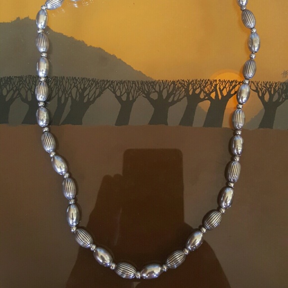 Italy Sterling silver smooth melon bead necklace