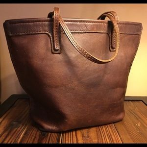 Handmade leather market tote bag
