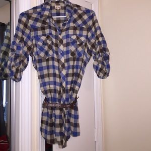 *MARKDOWN* Mudd plaid shirt with brown belt