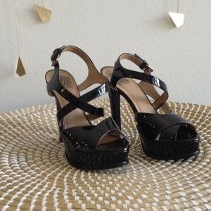 Pour la Victoire Black Strappy Heels