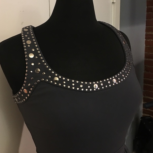 Gray Racer Back Dress with Metal Details - Picture 2 of 4