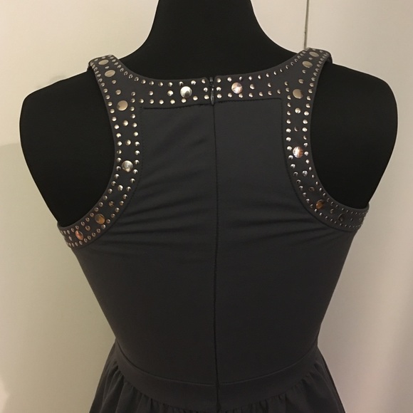 Gray Racer Back Dress with Metal Details - Picture 3 of 4