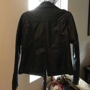 Black Faux Leather Zip Jacket