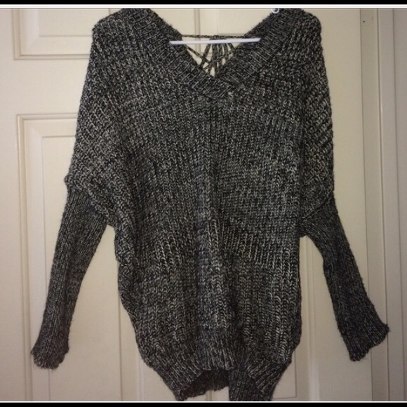 Black and grey knit sweater
